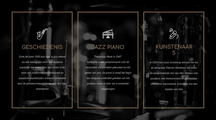 De geschiedenis van jazz Website ontwerp