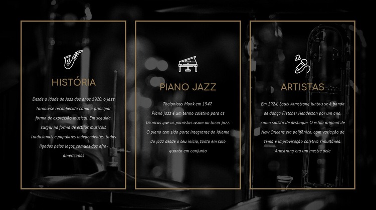 A história do jazz Construtor de sites HTML