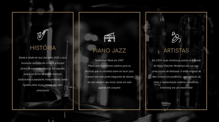 A história do jazz Design do site