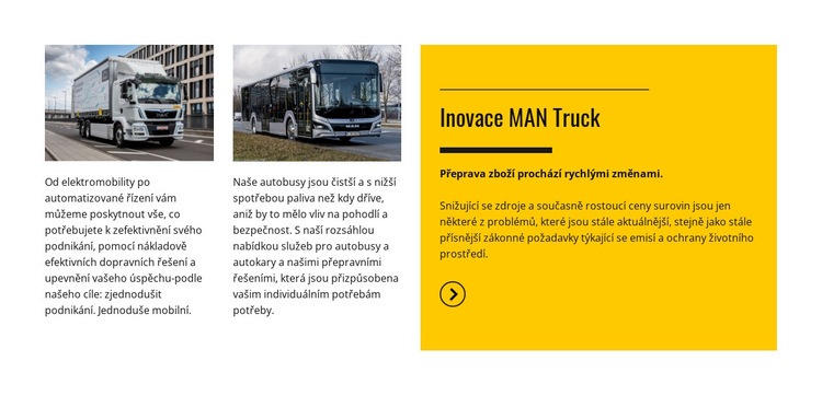 Inovace nákladních vozidel Šablona webové stránky