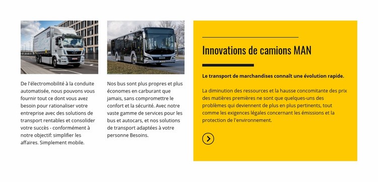 Innovations de camions MAN Maquette de site Web