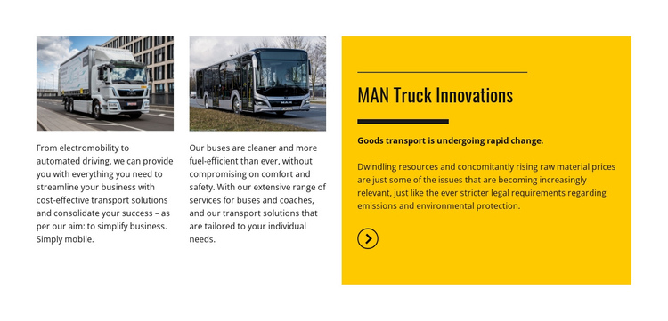 Man truck innovations One Page Template