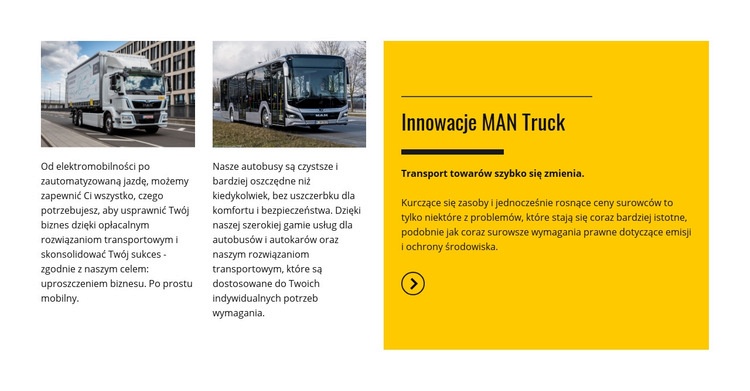Innowacje w ciężarówkach MAN Projekt strony internetowej