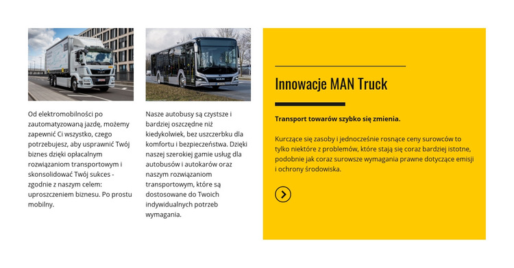 Innowacje w ciężarówkach MAN Szablon witryny sieci Web