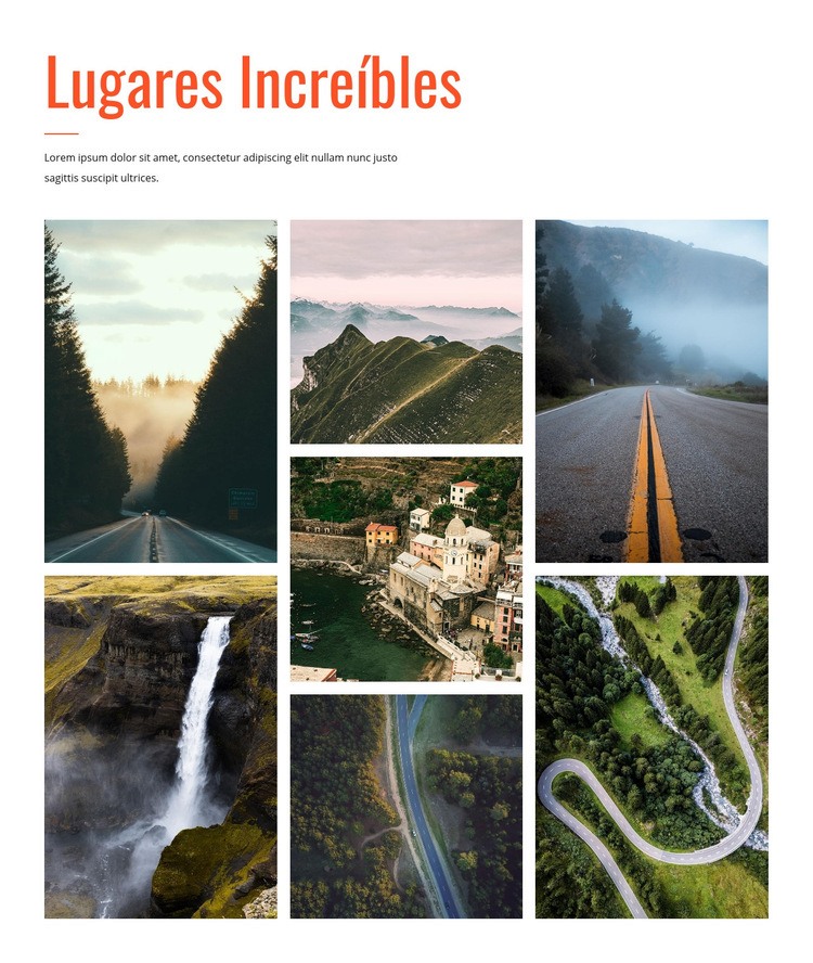 Lugares increíbles Plantillas de creación de sitios web