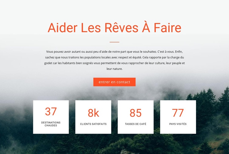 Contre aider les rêves à faire Maquette de site Web