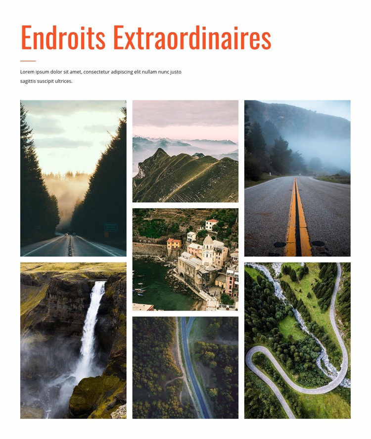 Endroits extraordinaires Maquette de site Web