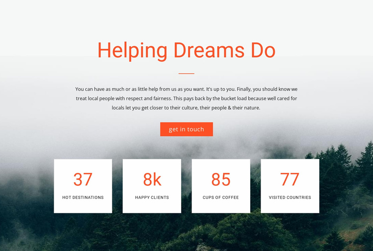 Counter Helping Dreams Do Landing Page