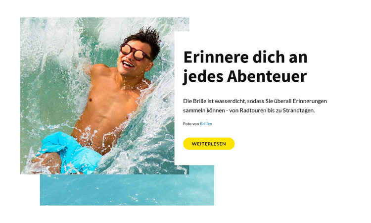 Erinnere dich an jedes Abenteuer Website-Vorlage