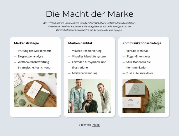 Marke und Identität Website Builder-Vorlagen