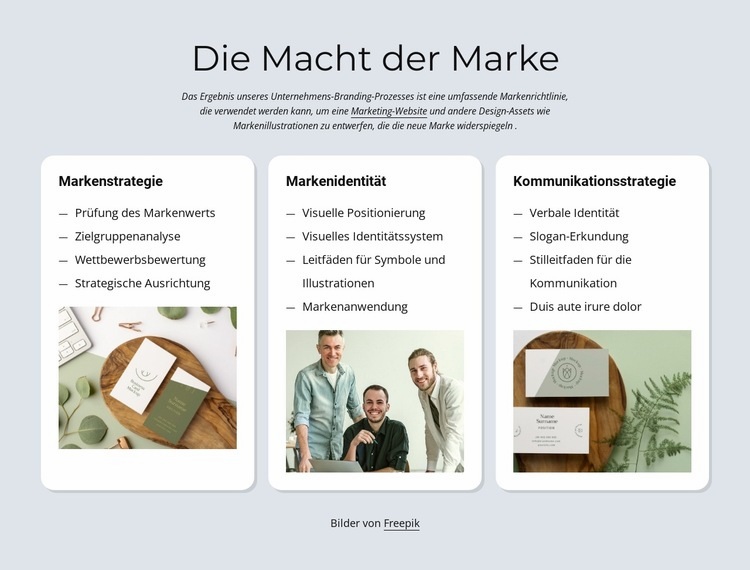 Marke und Identität Website design