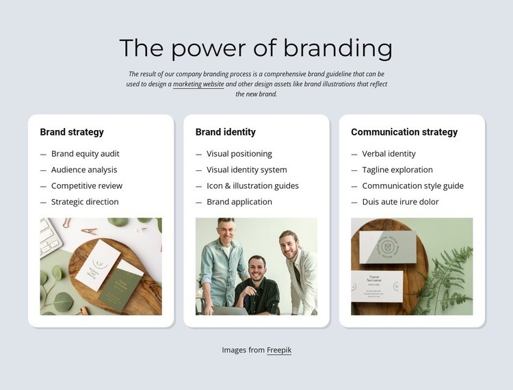 Branding and identity Homepage Design