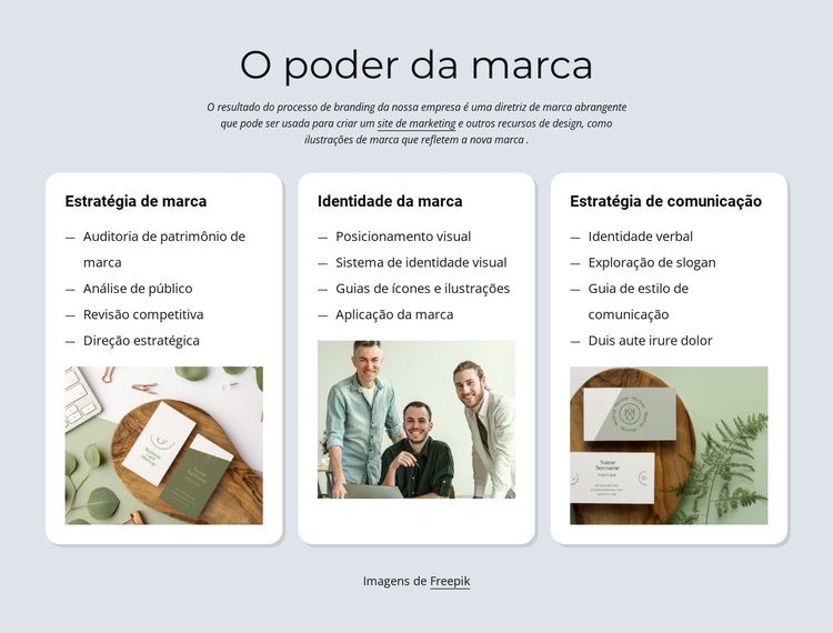 Marca e identidade Tema WordPress