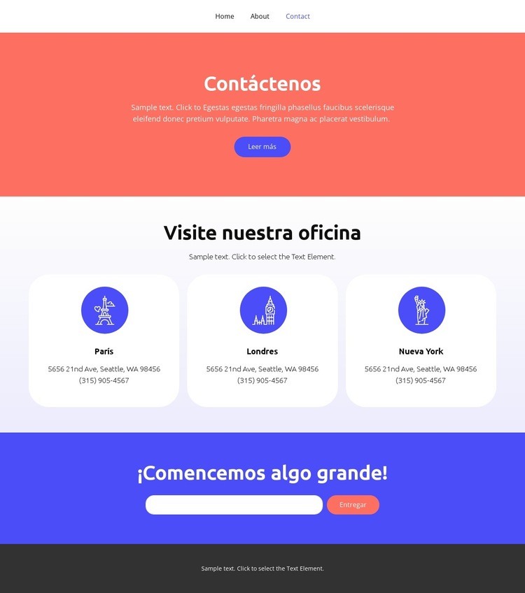 Comencemos algo grande Maqueta de sitio web