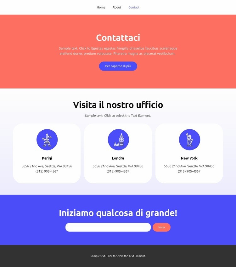 Iniziamo qualcosa di grande Costruttore di siti web HTML