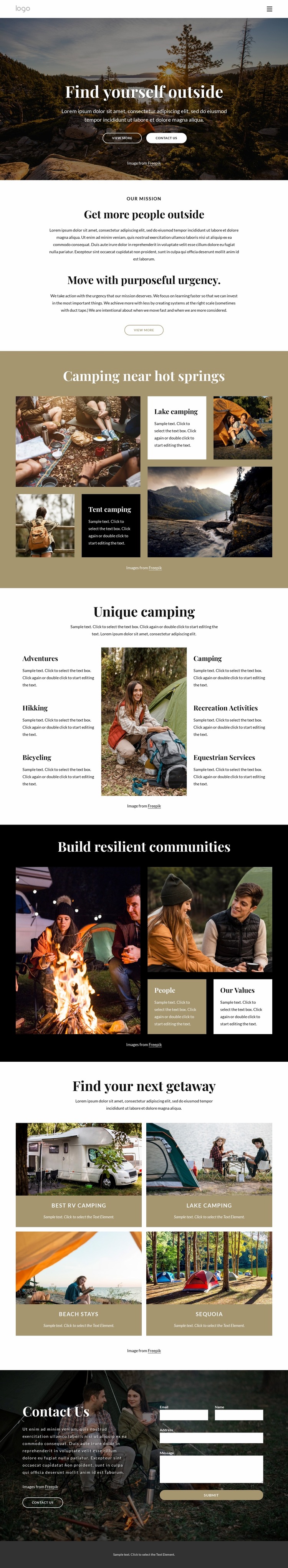 Camping near park Website Builder Templates