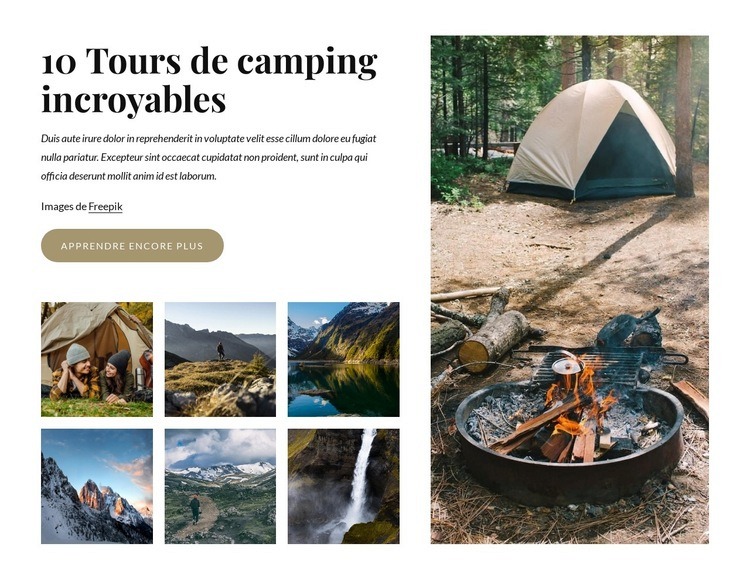 10 excursions de camping incroyables Modèles de constructeur de sites Web