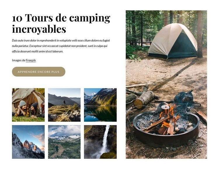 10 excursions de camping incroyables Page de destination