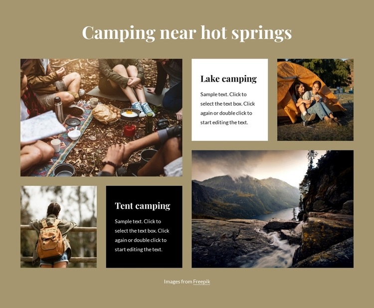Camping near hot springs Homepage Design