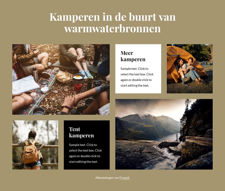 Kamperen in de buurt van warmwaterbronnen Website sjabloon