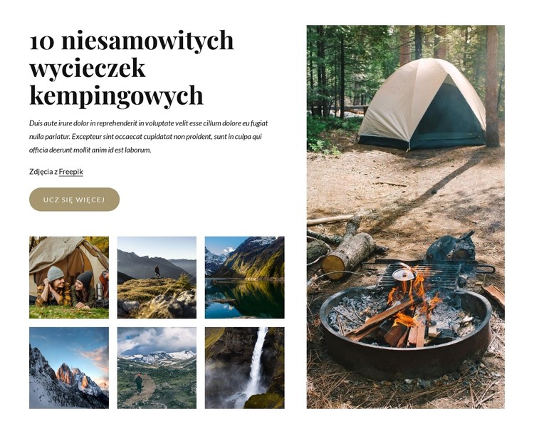 10 niesamowitych wycieczek kempingowych Szablon CSS