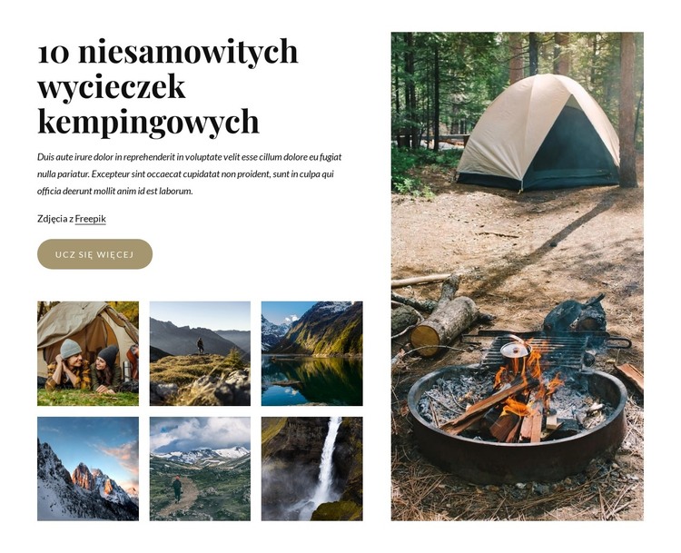 10 niesamowitych wycieczek kempingowych Szablon HTML