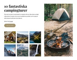 10 Fantastiska Campingturer HTML CSS-Webbplatsmall