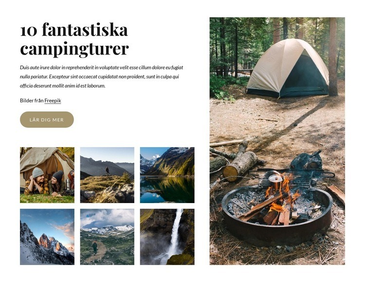 10 fantastiska campingturer CSS -mall