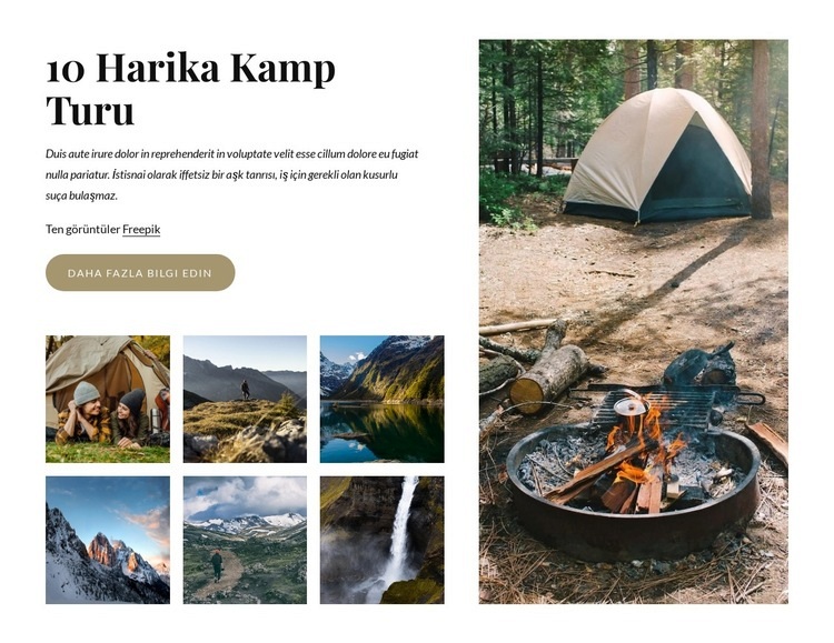 10 harika kamp turu Bir Sayfa Şablonu