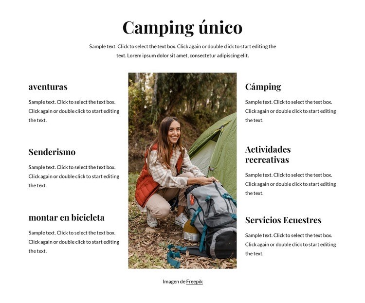 Acampamos en hermosos campings Maqueta de sitio web