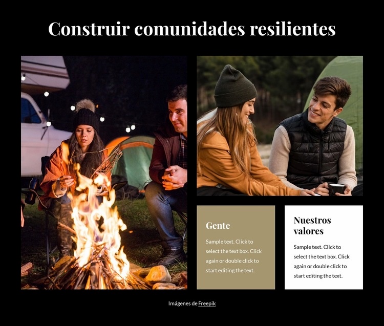 Construir comunidades resilientes Maqueta de sitio web