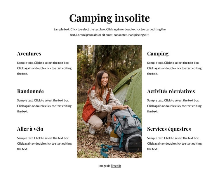 Nous campons dans de beaux campings Créateur de site Web HTML