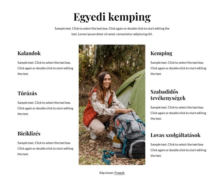 Gyönyörű kempingekben táborozunk Weboldal tervezés