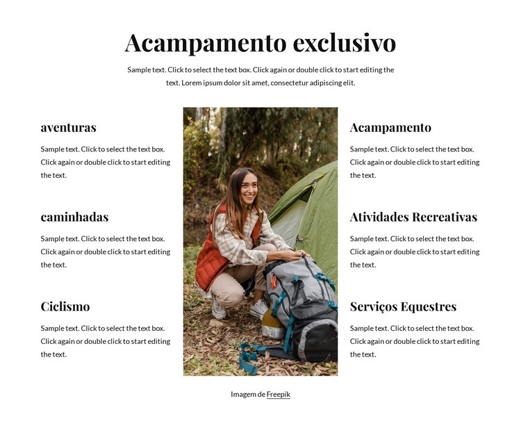 Acampamos em belos parques de campismo Modelo de uma página