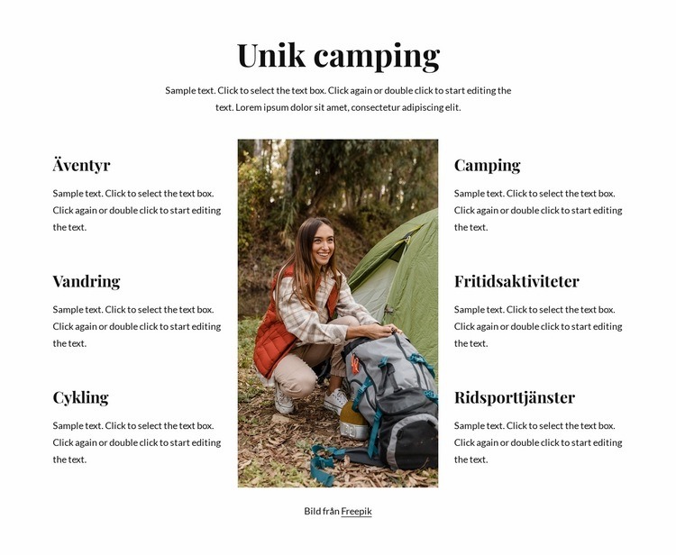 Vi campar på vackra campingplatser Webbplats mall