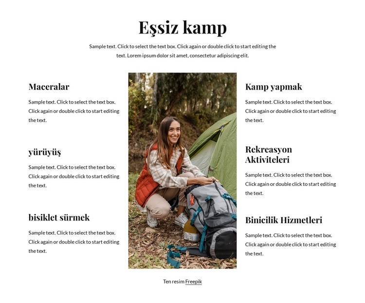 Güzel kamp alanlarında kamp yapıyoruz HTML Şablonu