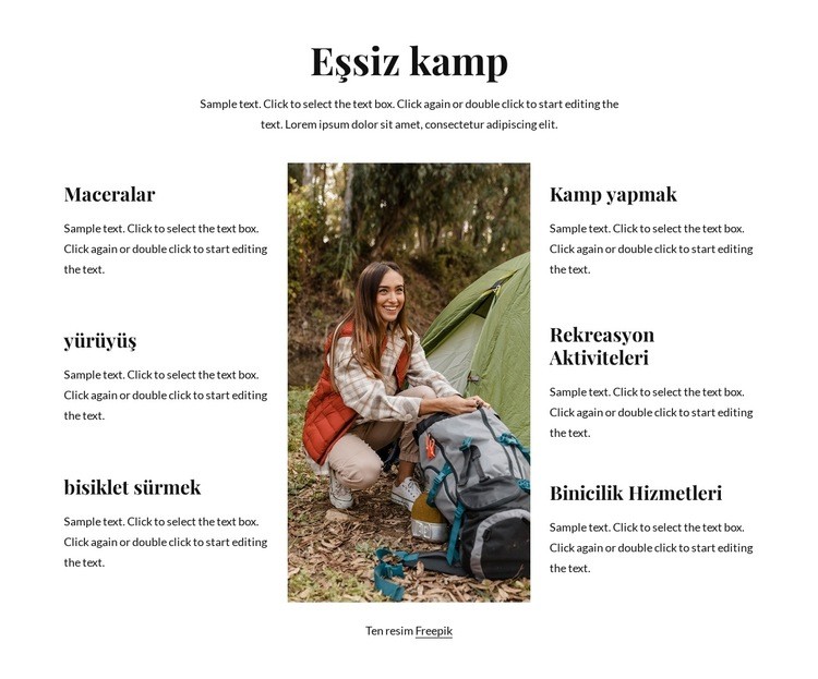 Güzel kamp alanlarında kamp yapıyoruz Web Sitesi Mockup'ı