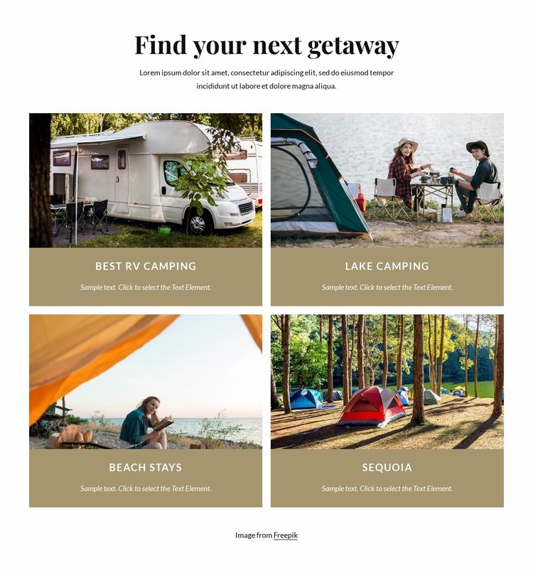 Find your next getaway Web Page Design