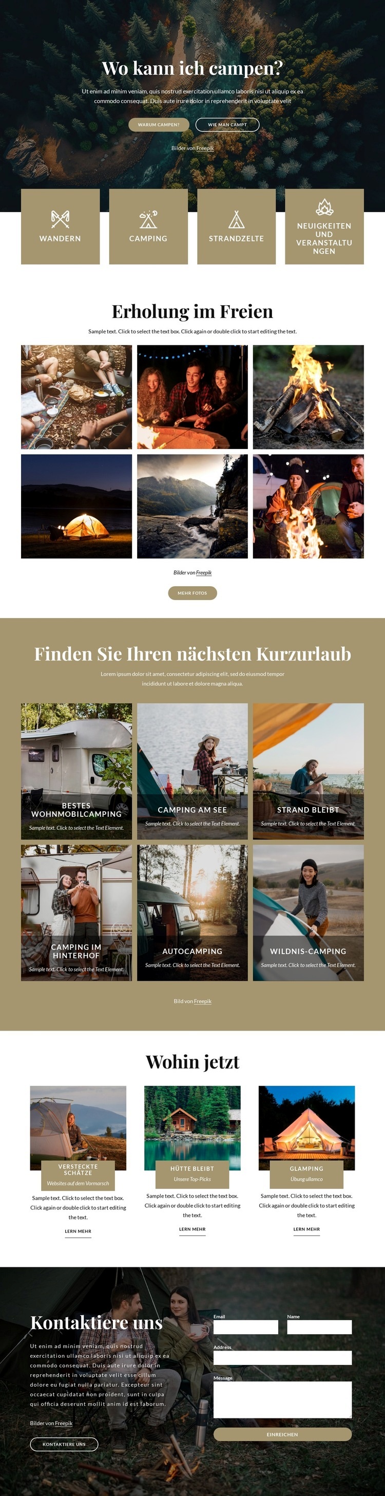 Schöne Campingplätze HTML Website Builder