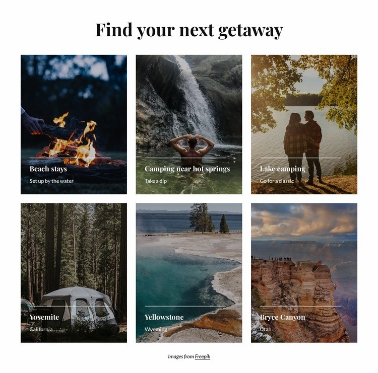 Camping vacation Elementor Template Alternative