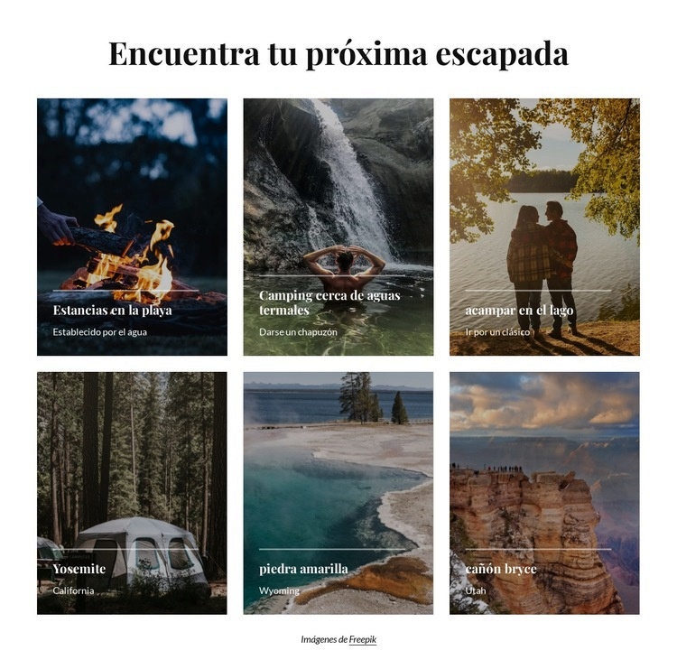 vacaciones de campamento Creador de sitios web HTML