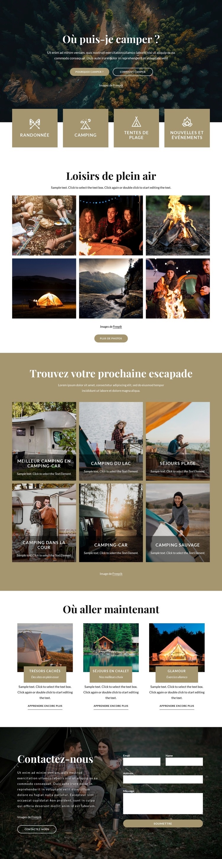 Beaux campings Créateur de site Web HTML