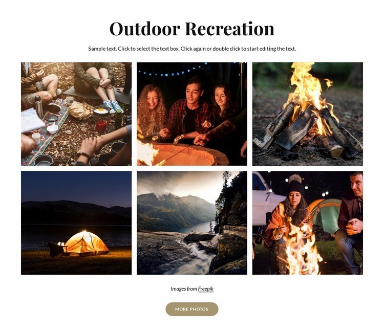 Host our community of good-natured campers Homepage Design