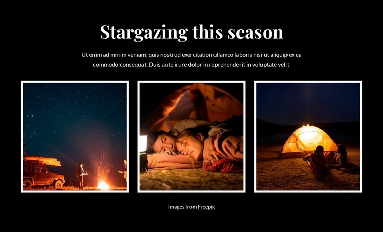 Stargazing this season Homepage Design