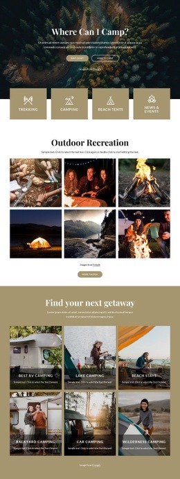 Beautiful campsites - Html Code Example by Nicepage