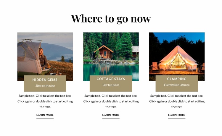 Where to go now Landing Page