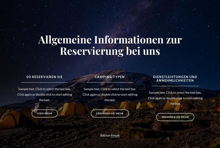 Allgemeine Informationen zur Reservierung bei uns Eine Seitenvorlage