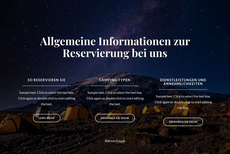 Allgemeine Informationen zur Reservierung bei uns Website Builder-Vorlagen