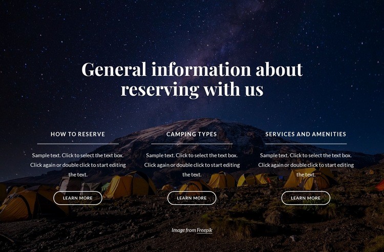 General information about reserving with us Homepage Design
