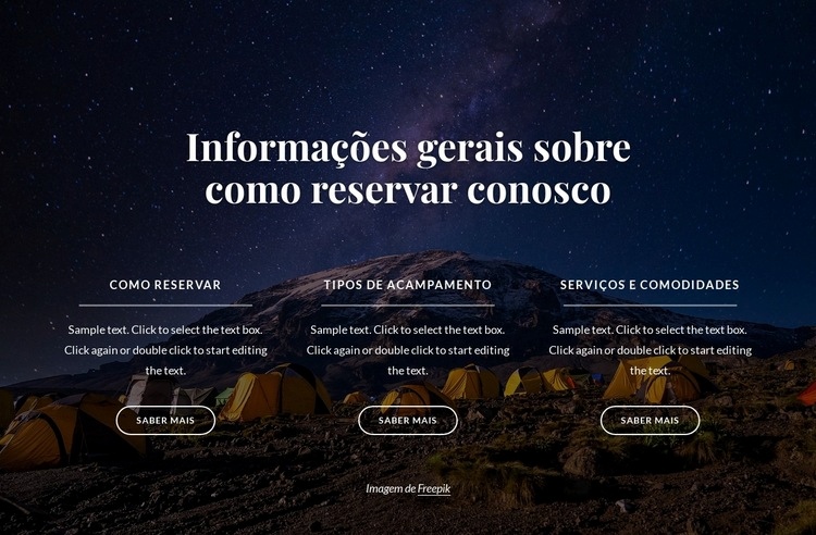 Informações gerais sobre como reservar conosco Modelos de construtor de sites